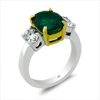 4.34ct.tw. Diamond And Emerald Three Stone Ring Emerald 3.33ct. 14KWY DKR002831